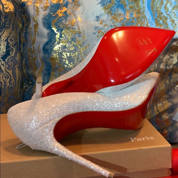 Louboutin Pigae Follies 100 Glitter Givre 37.5 - Picture 4 of 7